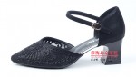 116-067 气质黑 时装优雅粗跟女凉鞋