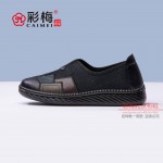 120-129 黑 休闲舒适布面中老年 单鞋