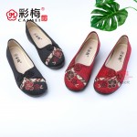 015-118 红 中老年舒适布面女单鞋